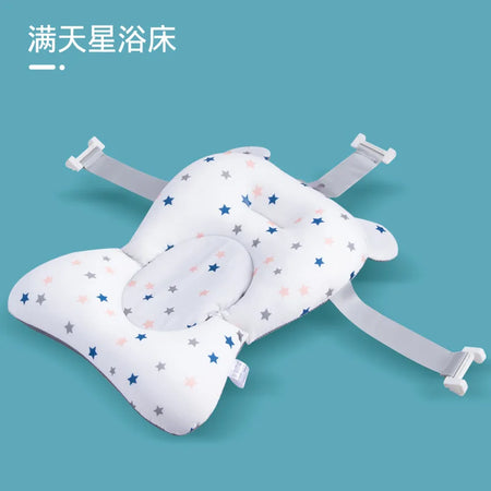 Portable Baby Bathtub Pad &ndash; Adjustable Support for Newborns White Star