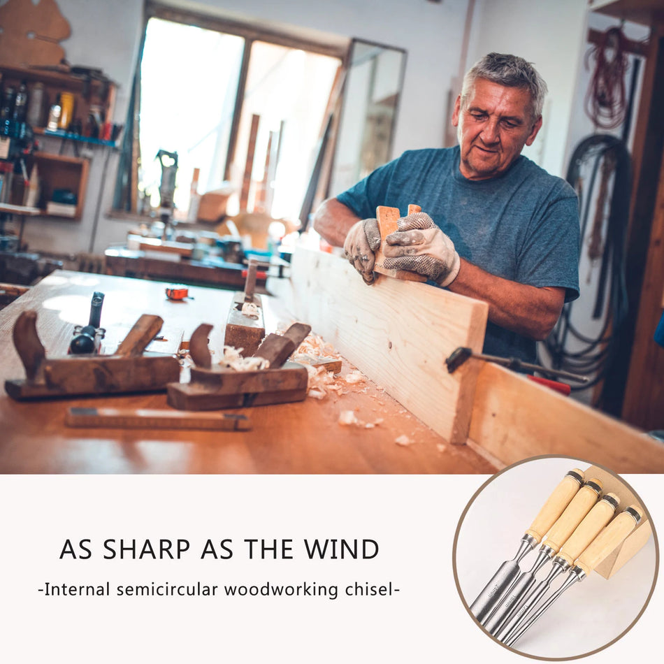 4-delars träbearbetningsmejselset för nybörjare 6mm 12mm 18mm 24mm