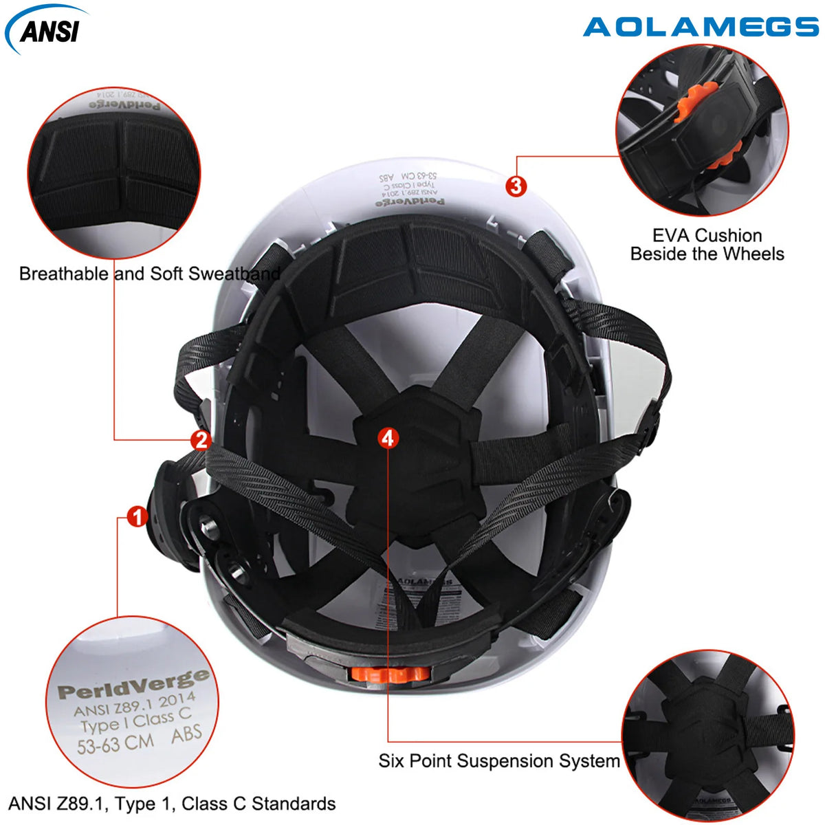 Aolamegs SF06 CR08 Safety Helmet &ndash; Lightweight ABS LED