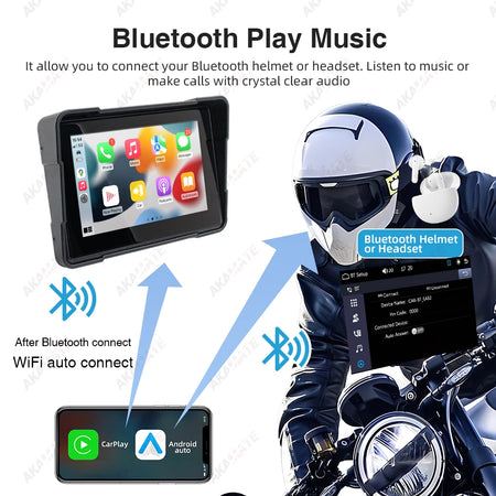 5inch Motorcycle Wireless CarPlay Monitor - Waterproof IPS