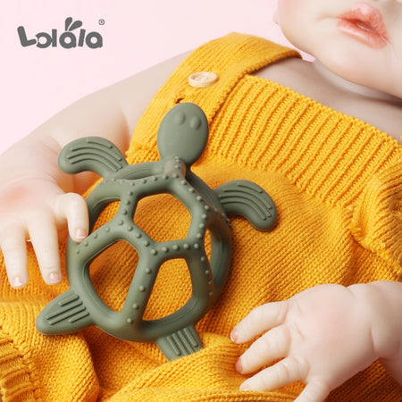 Food Grade Silicone Cartoon Animal Teether - Turtle Design