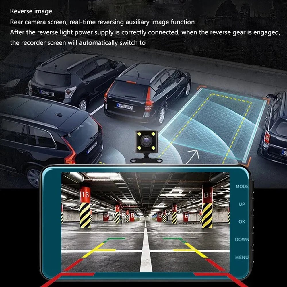 4" 1080P Dash Cam with Touch &amp; Parking Monitor