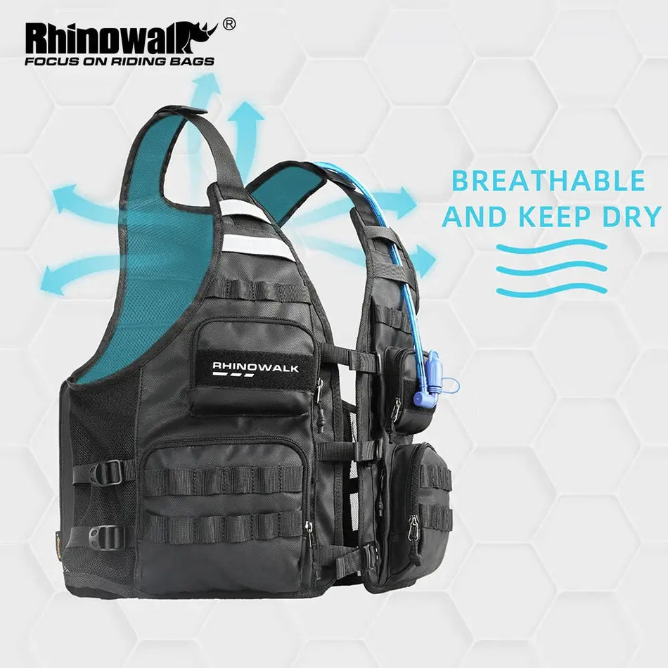 Rhinowalk Motorcycle Vest Adjustable Size Motor Breathable Motocross Vest Motorbike Jacket Backpack Support Water Bag And Helmet by InterCyprus Trading Ltd