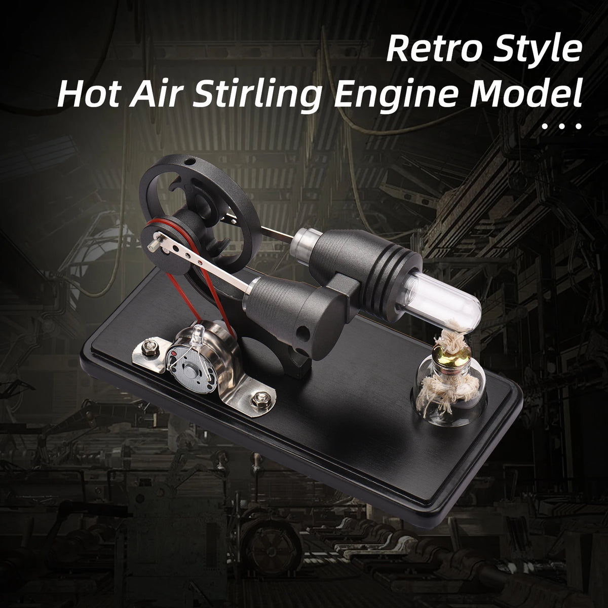 DIY Education Toy - Hot Air Stirling Engine Generator with LED &amp; Flywheel Design