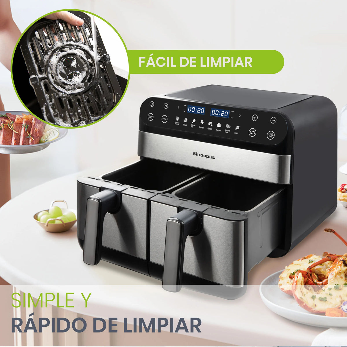 10L Dual Basket Air Fryer &ndash; Touchscreen 2400W, 8 Functions