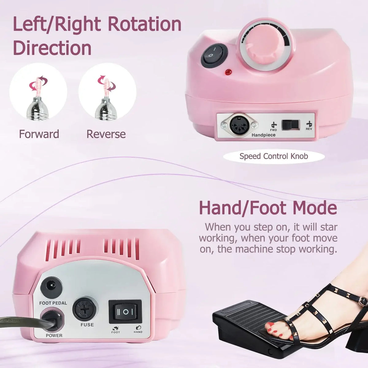 ALC840 Nail Polish Drill - Foot Pedal Speed Control
