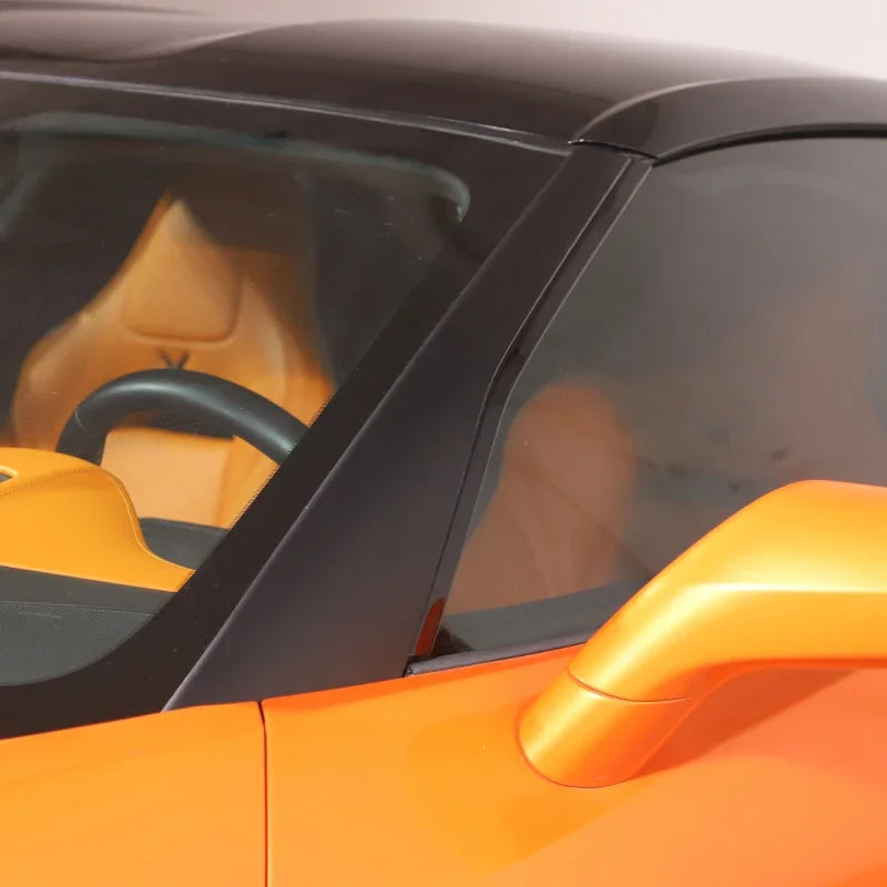 Cobertura de acabamento em PVC de fibra de carbono para pilar A para Chevrolet Corvette C7 de 2014 a 2019, autocolante para vidro do para-brisas com fita adesiva