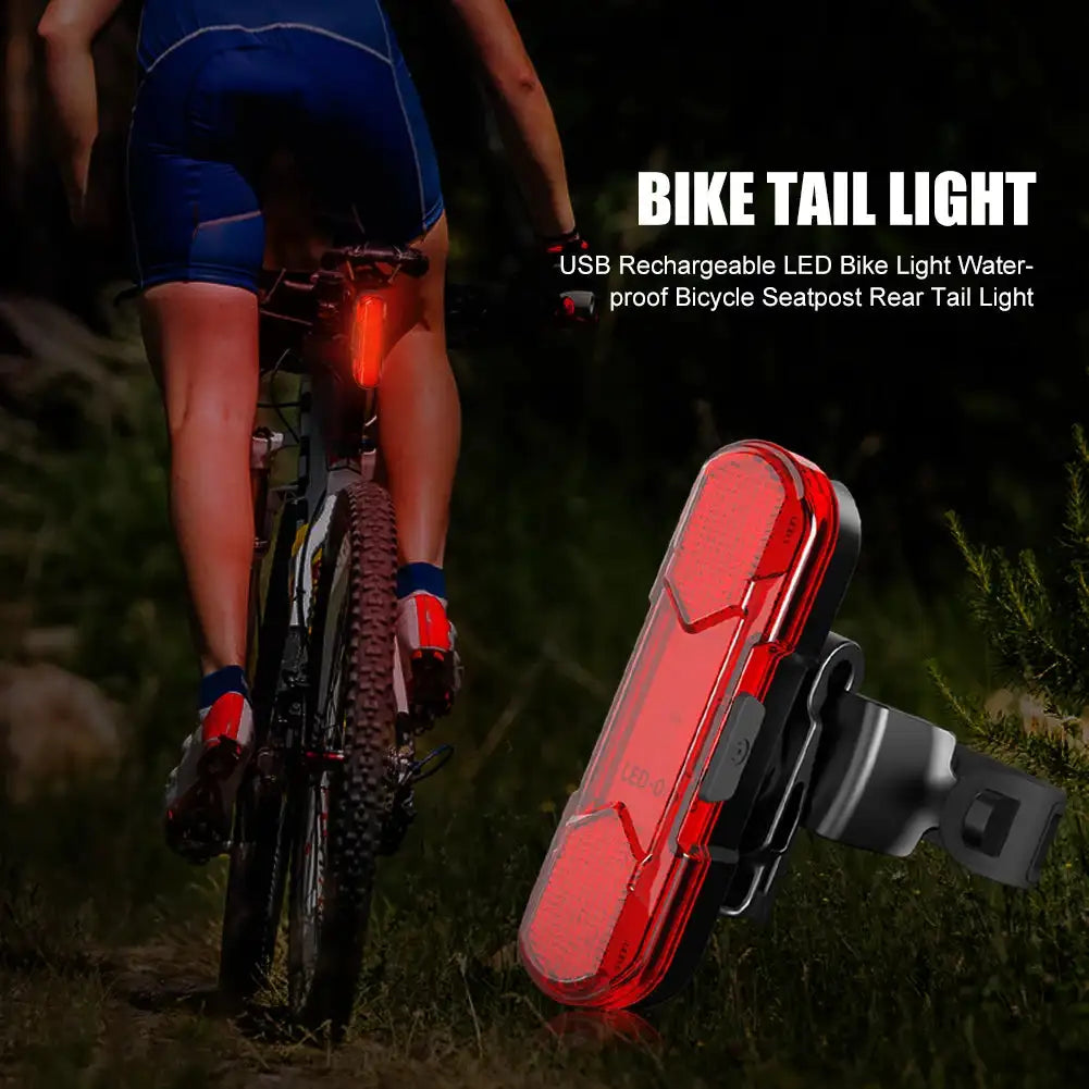 Waterproof LED Bike Tail Light Rechargeable Bicycle Rear