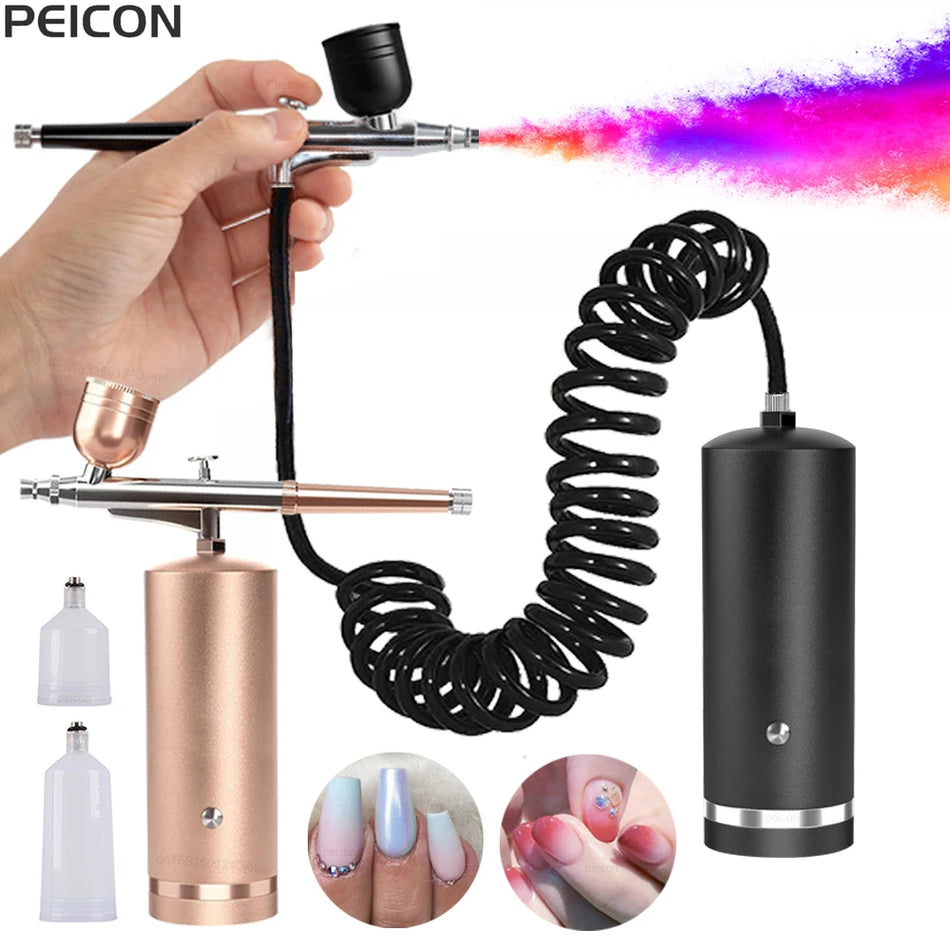 Tragbares Nagelkunst Airbrush-Set mit integriertem Kompressor