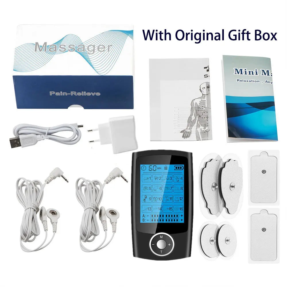 TENS Unit 16 Modes EMS Muscle Stimulator for Pain Relief and Relaxation 16TEN-BK-EU