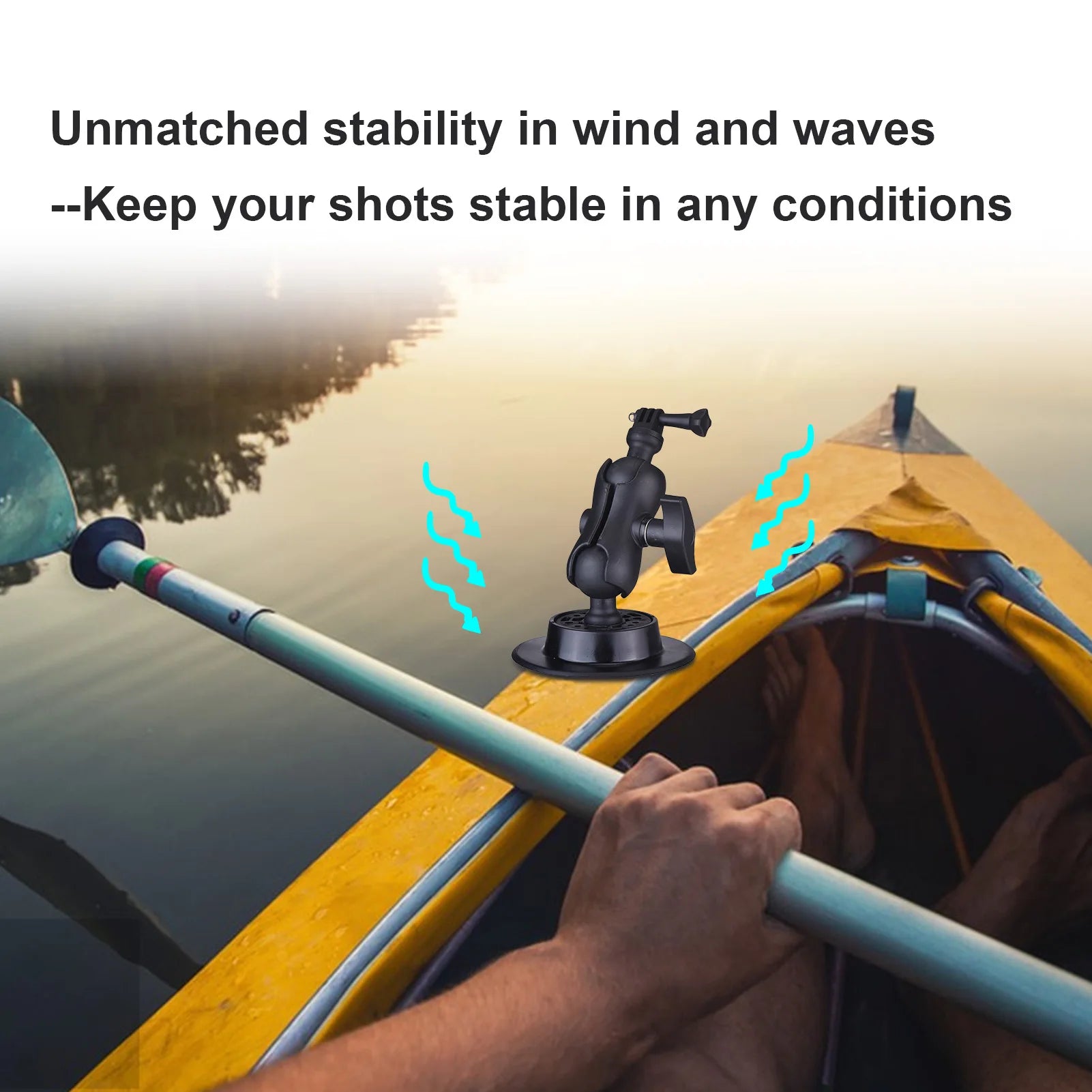 7.48-Inch Adjustable Kayak Camera Mount with Extension Rod for Sport and 1/4 Inch Thread Cameras Kayak Rail Track Camera Holder