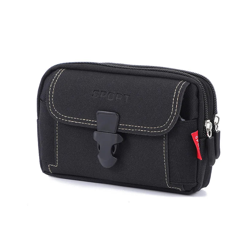 Tactical Man Belt Pouch for Mobile Phones and Essentials Black Style 2