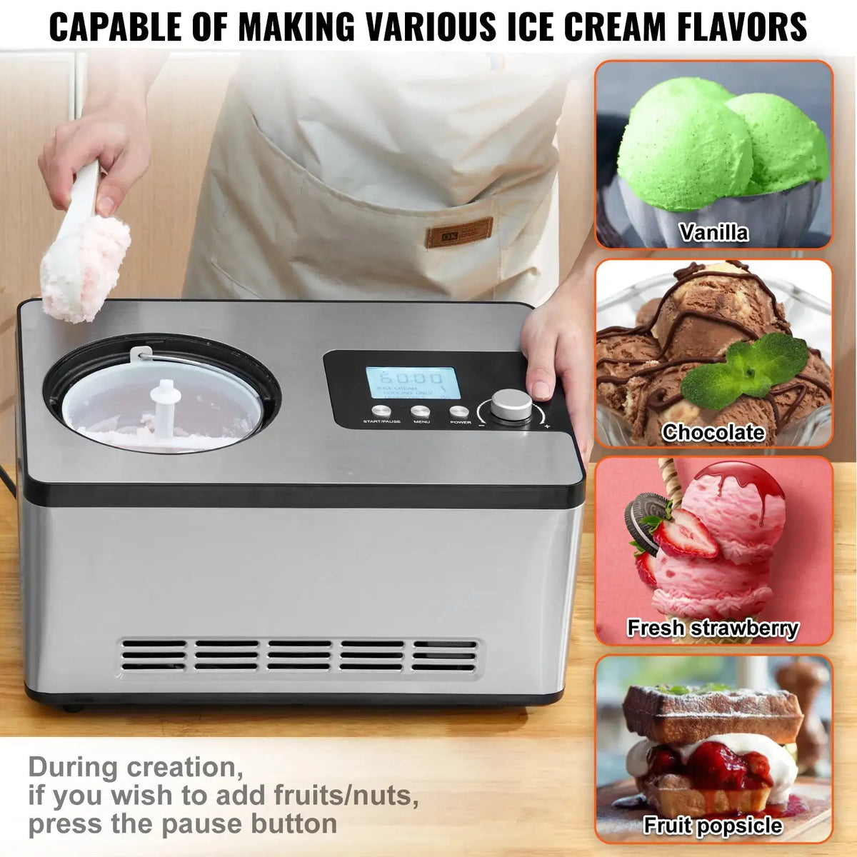 Automatic Ice Cream Maker Built In Compressor 2 Qt