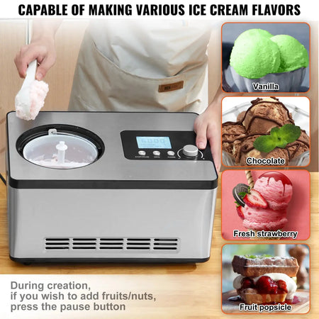 Automatic Ice Cream Maker Built In Compressor 2 Qt