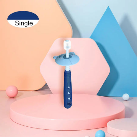 360 Degree Soft Silicone Baby Toothbrush for Children Aged 0-6 Years Sea Blue