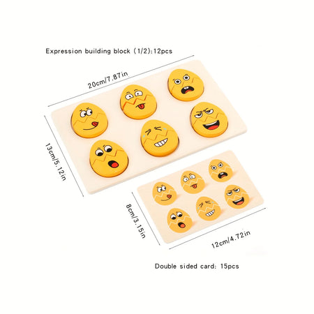 Facial Expressions Eggs - Wooden Montessori Egg Puzzle