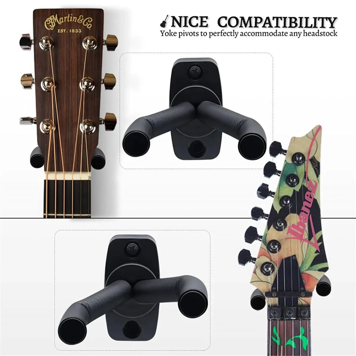 Guitar Wall Mount Hanger - Universal Fit For All Guitars