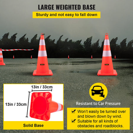 SucceBuy Safety Cones 18-36 Inches &ndash; Heavy-Duty Base System