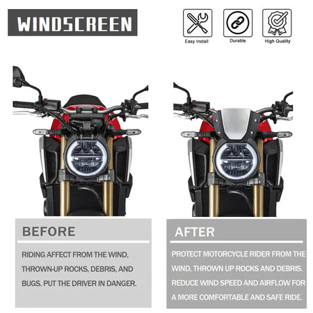 CB1000R Motorcycle Windshield For Honda CB1000 R 2018-2020 CB 1000R 21-2023 Sport Windshield Wind Deflector Visor Screen Bracket by InterCyprus Trading Ltd