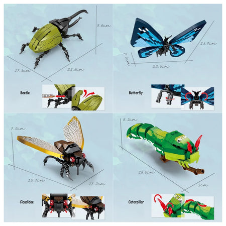 Rhinoceros Beetle Colorful 3D Model Blocks Toy &ndash; Easy Build 4 Set Big Insect / in-bag