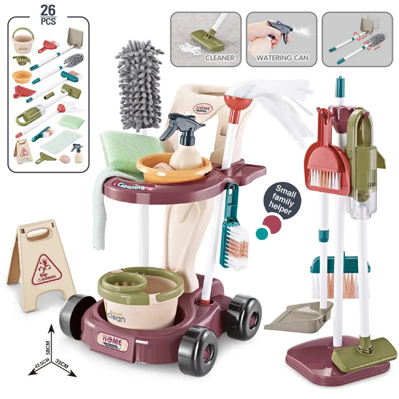 Simulation Cleaning And Hygiene Cart Tool Set &ndash; Educational Pretend Play Fun 26 pieces