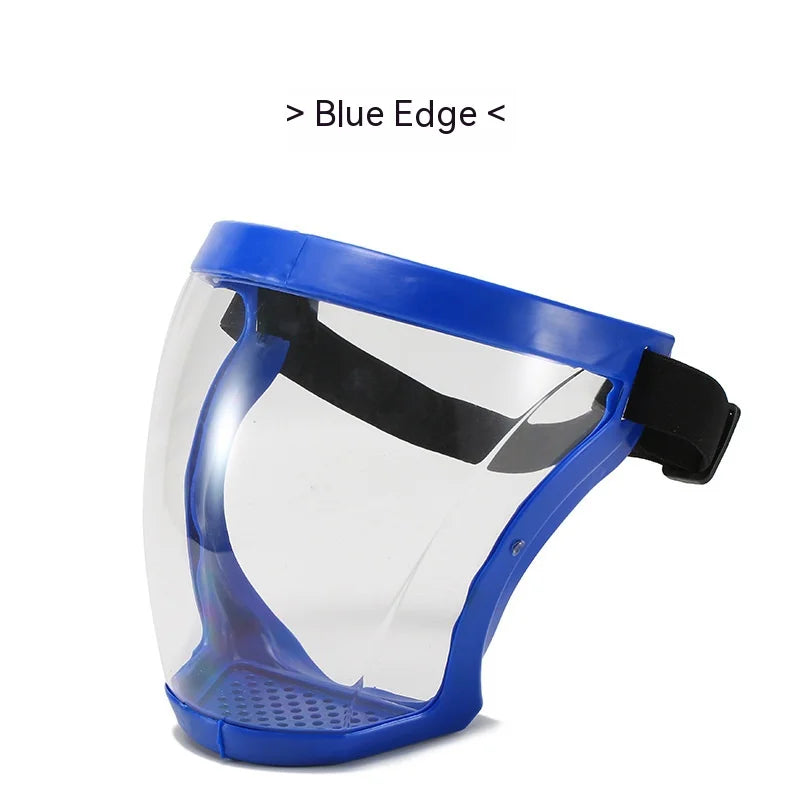 Transparent Facial Protector - Anti-Fog, Oil Proof, Full Face Shield for Weed Whacking &amp; Kitchen Use blue