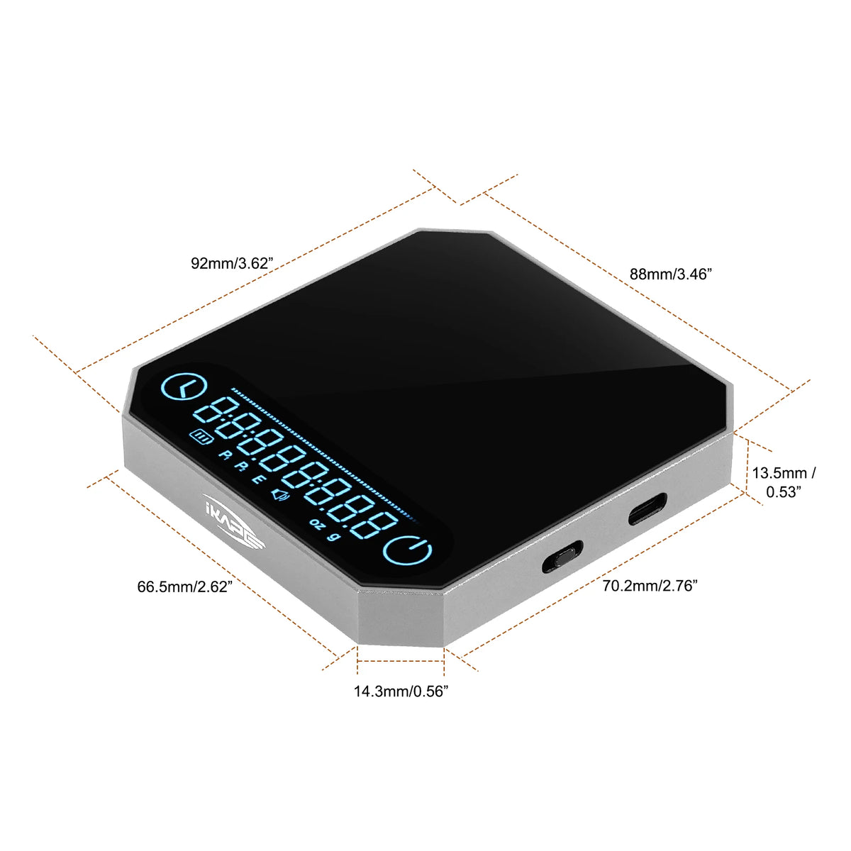 IKAPE Metal Smart Palm Electronic Coffee Scale V3 &ndash; Compact Silver