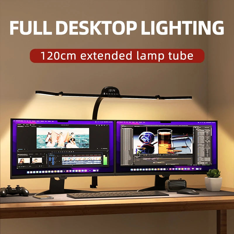 Lampa biurkowa LED pełnospektralna z ochroną oczu, z zaciskiem i elastycznym ramieniem