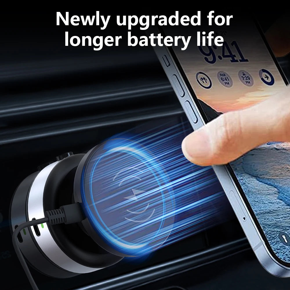 CrownQu Wireless Charge Car Phone Holder &ndash; 360 Degree Rotation with Strong Magnetic Grip