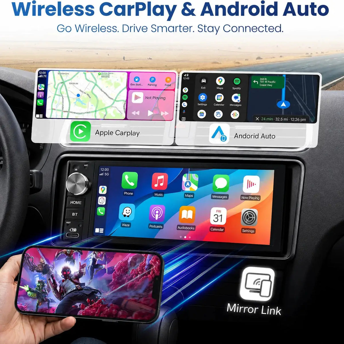 Car Radio With Wireless CarPlay Android Auto For VW Golf Jetta Passat Skoda by InterCyprus Trading Ltd