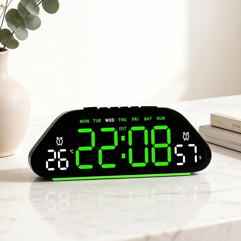Sveglia digitale a LED con temperatura, 3 livelli di luminosità e funzione snooze