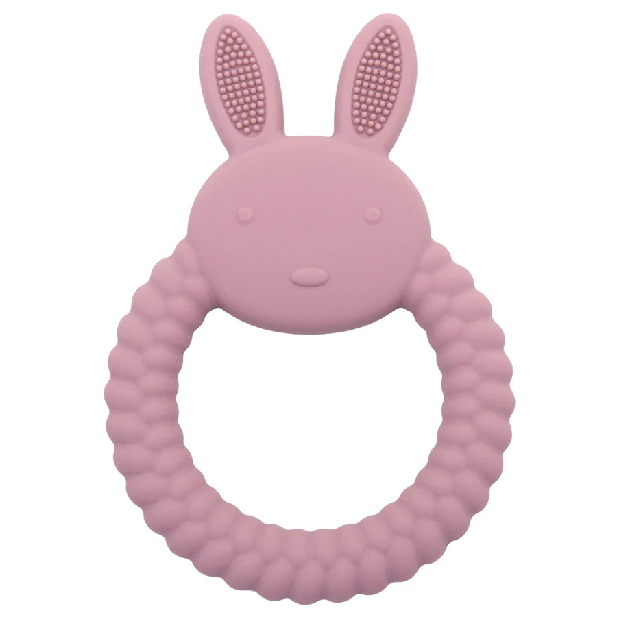 Muslin Life BPA-Free Silicone Baby Teether - Cute Cartoon Rabbit Design 001 powder rose