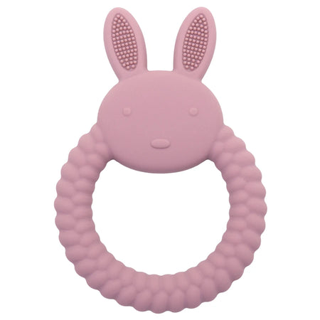 Muslin Life BPA-Free Silicone Baby Teether - Cute Cartoon Rabbit Design 001 powder rose