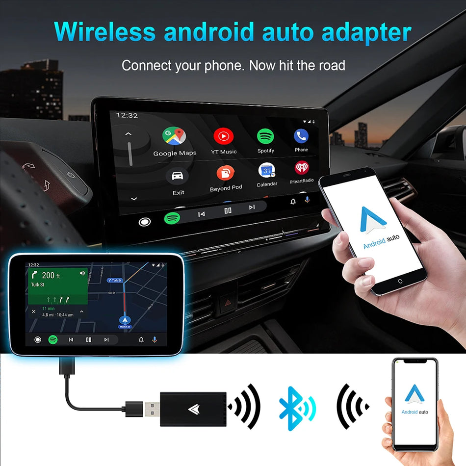 „Android Auto“ belaidis adapteris OEM laidiniams automobilių modeliams, prijunk ir naudok