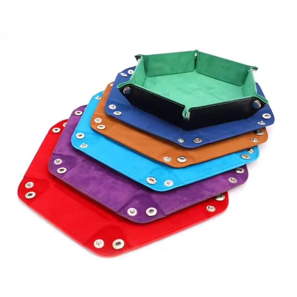 Vouwbare Hexagonale PU Leren Dobbelsteenbak Voor Gaming En Kleine Voorwerpen Opslag
