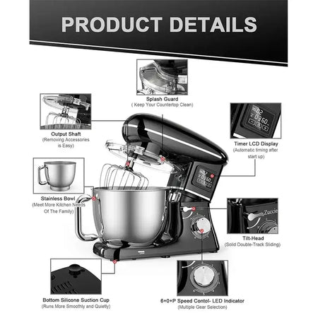 Balashov 1500W 5.5L 220V Automatic Timing Stand Mixer