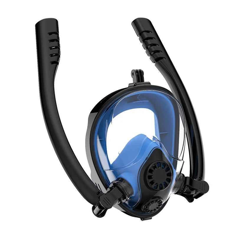 180 Degree Full Face Snorkel Mask Pro &ndash; Wide-Eye Panorama Black-Blue / L/XL