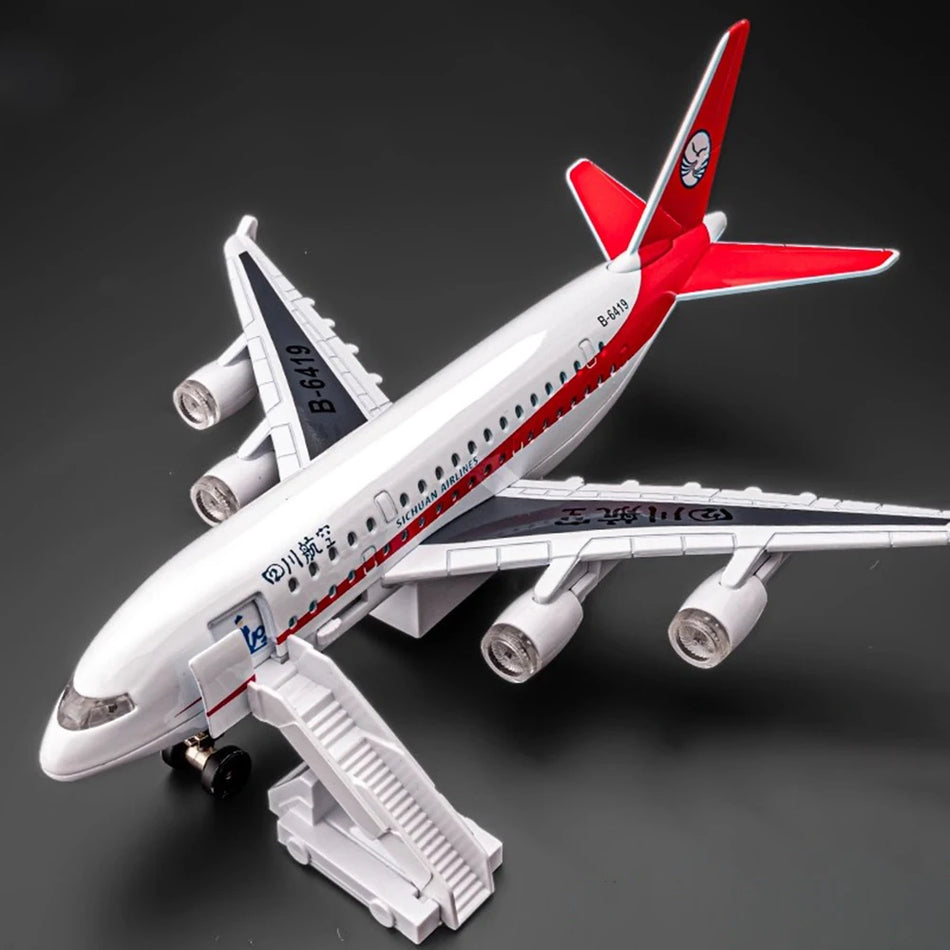 1:32 Model de avion A380 China Eastern din metal turnat, cu uși deschise, lumini și funcție de retragere.