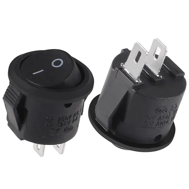 12V Round Rocker Switch &ndash; Reliable ON/OFF Control for Camper Vans and Caravans 2Pin Black / 100PCS