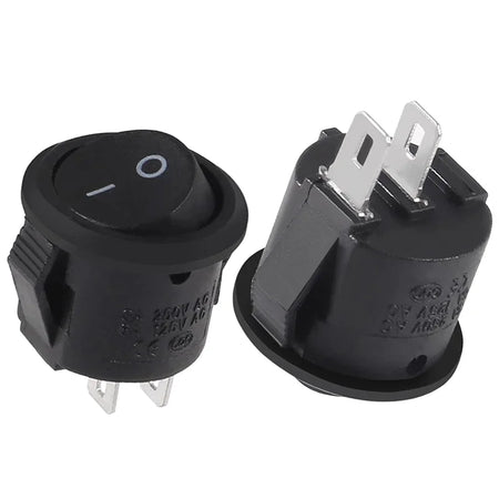 12V Round Rocker Switch &ndash; Reliable ON/OFF Control for Camper Vans and Caravans 2Pin Black / 100PCS