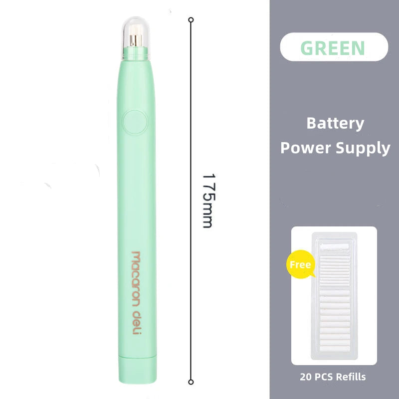 Deli Adjustable Electric Eraser for Artists and Students with Rubber Refills EH02800 Green