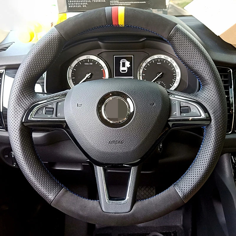 Zamšādas ādas stūres pārsegs Skoda Octavia Fabia Rapid