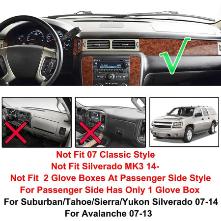 Dashmat Dash Mat For GMC Yukon Sierra Chevrolet Suburban Tahoe Avalanche Silverado 2007-2013 Dashboard Cover Dash Board Cover by InterCyprus Trading Ltd