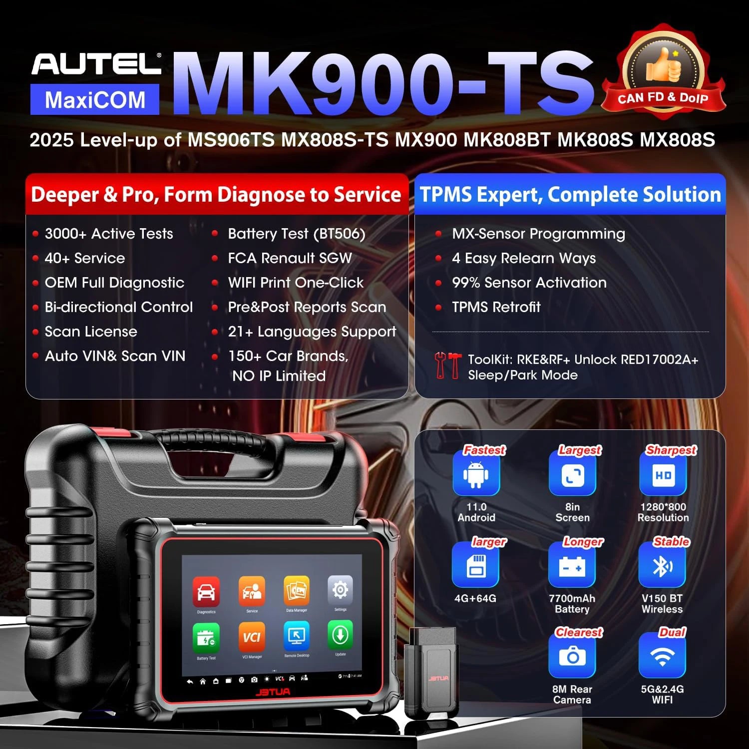 Autel MaxiCOM MK900-TS Diagnostic Scanner &ndash; Wireless TPMS