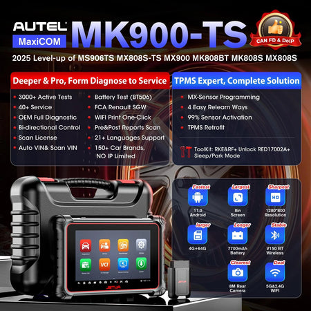 Autel MaxiCOM MK900-TS Diagnostic Scanner &ndash; Wireless TPMS