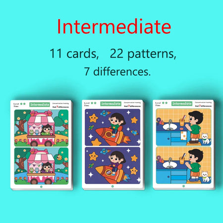 Find the Difference Game, Concentration Training, Educational, Reusable, Erasable Picture Game Intermediate