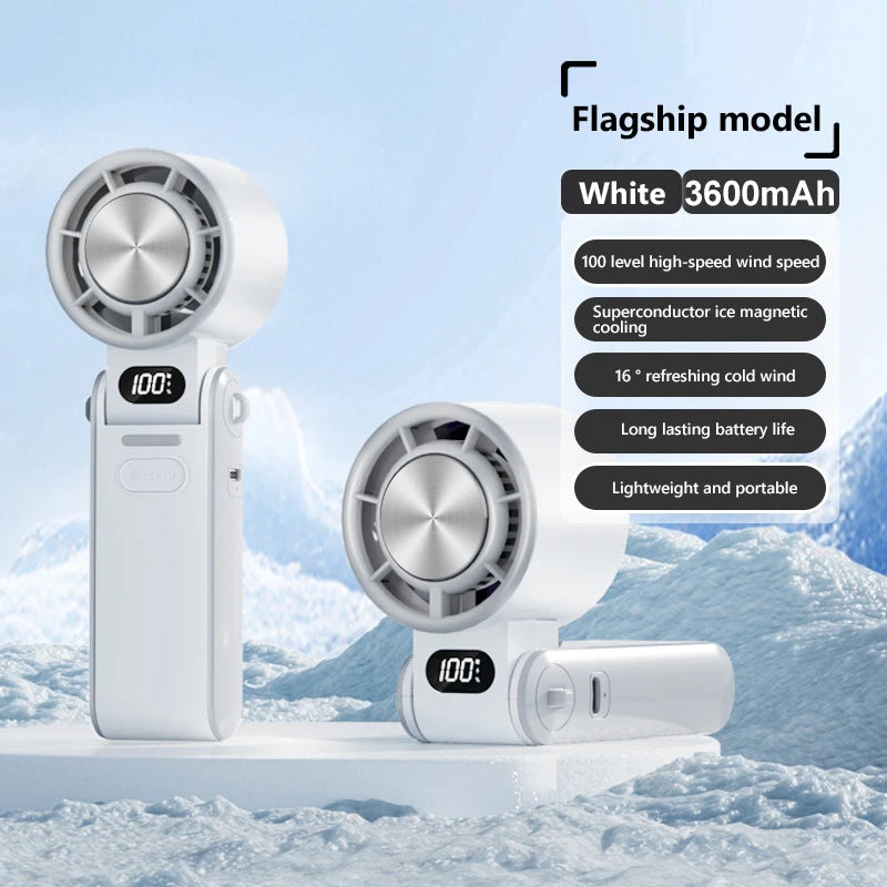 F53K Portable Air Cooling Turbo Fan &ndash; 3600mAh Foldable White Pro