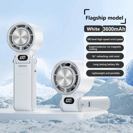F53K Portable Air Cooling Turbo Fan &ndash; 3600mAh Foldable White Pro