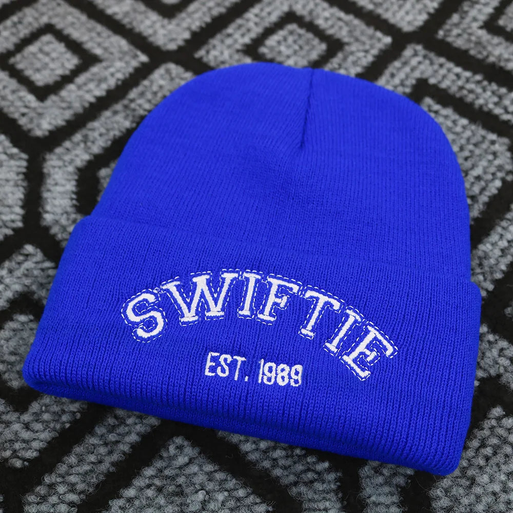 SWIFTIE 1989 Embroidered Unisex Beanie - Windproof Acrylic Knit Hat ROYAL BLUE