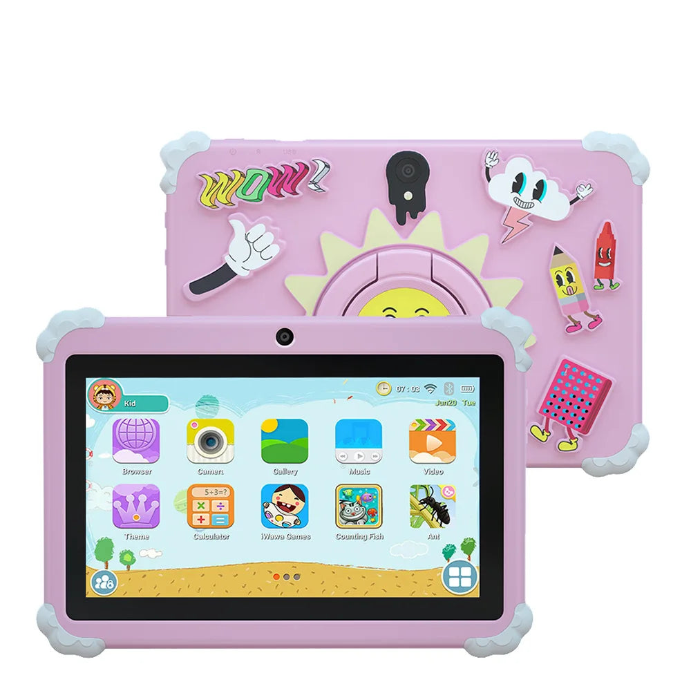 New 7 Inch Cartoon Pattern Kids Tablet &ndash; Ultra Slim Pink / Standard Versions / CHINA